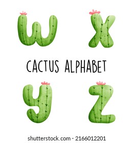 Cactus Alphabet, Cactus Font, Vector Illustration