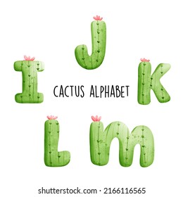 Cactus Alphabet, Cactus Font, Vector Illustration