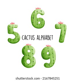 Cactus Alphabet, Cactus Font, Vector Illustration