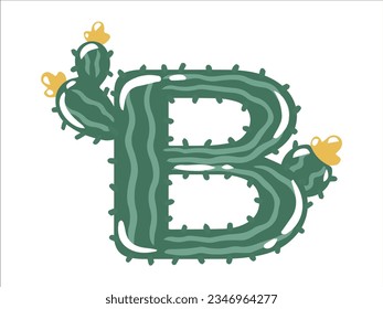 Cactus Alphabet Letter B Illustration