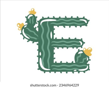 Cactus Alphabet Letter E Illustration