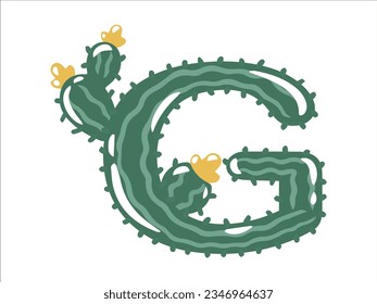 Cactus Alphabet Letter G Illustration