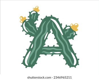 Cactus Alphabet Letter A Illustration