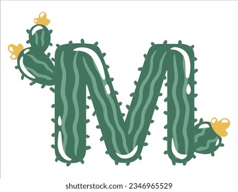 Cactus Alphabet Letter M Illustration