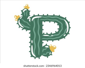 Cactus Alphabet Letter P Illustration