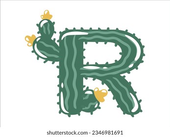 Cactus Alphabet Letter R Illustration