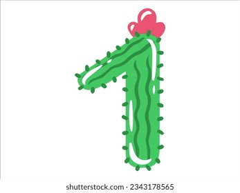 Cactus Alphabet Number 1 Illustration