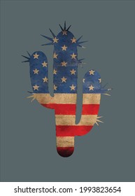 Cactus American Flag Funny 4th Of July Usa America design vector illustration for use in design and print poster canvas