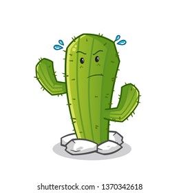cactus angry mascot vector cartoon illustration