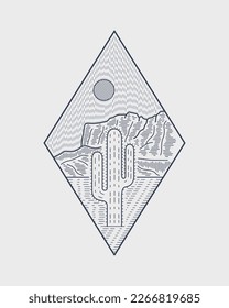 Cactus Arizona salvaje vectores de desierto para parche, pin, gráfico, diseño de camisetas de arte