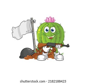 the cactus army character. cartoon mascot vector