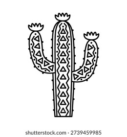 Cactus art icon. Cactus with ornament vector isolated illustration