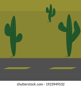 cactus background in the desert by the road