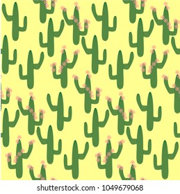 Cactus Background. Seamless Pattern. Exotic Plant. Tropical.