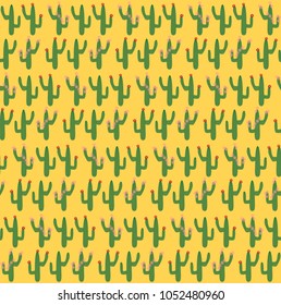 Cactus Background. Seamless Pattern. Exotic Plant. Tropical.