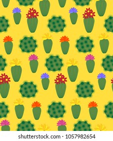 Cactus Background. Seamless Pattern. Exotic Plant. Tropical.