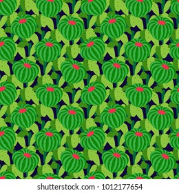 Cactus background, vector seamless pattern.