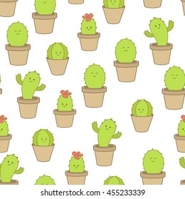 Cactus background. Vector seamless pattern. Endless texture can be used for wallpaper,printing on fabric, paper, scrapbooking.