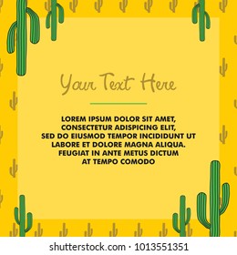 Cactus Background Vector For Social Media Promo, Greeting Card, With Seamless Pattern Behind