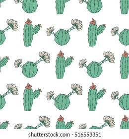 Cactus. Background, wallpaper, seamless. Doodle. Sketch