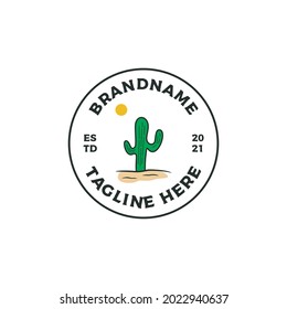 The Cactus badge logo design vector illustration
