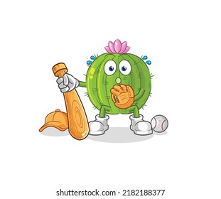 the cactus baseball Catcher cartoon. cartoon mascot vector