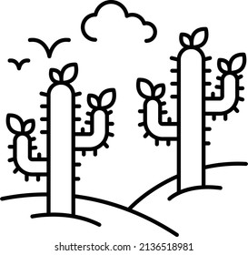 Cactus, Birds and Sky Vector Icon Design, American culture and traditions Symbol, United States Social Sign, US Arts and literature Stock illustration, Sweeping deserts Concept, 