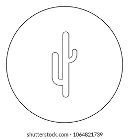 Cactus black icon in circle vector illustration isolated flat style .