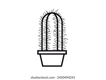 Cactus black icon on white background.