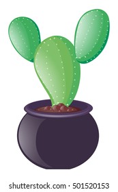 Cactus in the black pot illustration