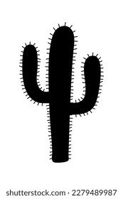 cactus black silhouette, cartoon, simple vector illustration