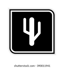 cactus  - black vector icon