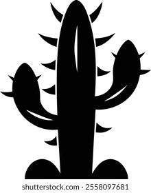 cactus black and white silhouette vector design