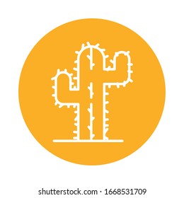 Cactus block style icon design, Plant desert nature tropical summer mexico and western theme Vector illustration