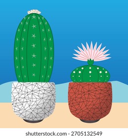 Cactus floreciendo en el fondo del desierto