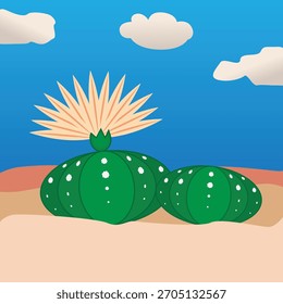 Cactus floreciendo en el fondo del desierto