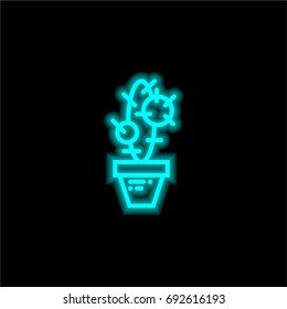 Cactus blue glowing neon ui ux icon. Glowing sign logo vector