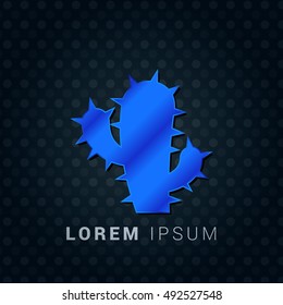 Cactus Blue metallic chromium precious Icon / Logo Design