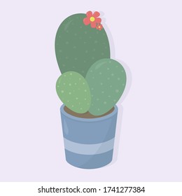 Cactus en olla azul , ilustración, vector sobre fondo blanco
