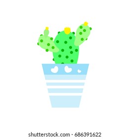 cactus in blue pot ,vector illustrations