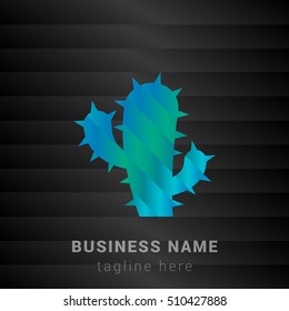 Cactus Blue,Green and Black silk fashion premium icon / Logo