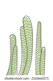 Cactus boho vector set in line art style. Ethnic tribal cactus in hand drawn style with bohemian ornament for wrapping paper, wallpaper, textile, logo, fabric. Wall art paper illustration.