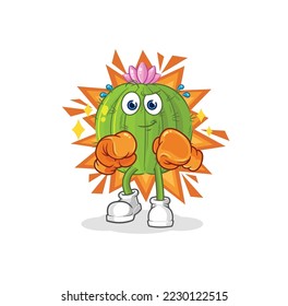 the cactus boxer character. cartoon mascot vector