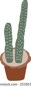 Cactus en ilustración de olla marrón