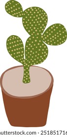 Cactus in brown pot illustration