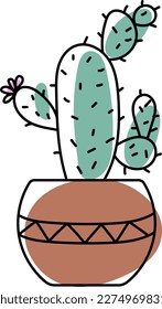 cactus en una olla marrón pintada con manchas de color