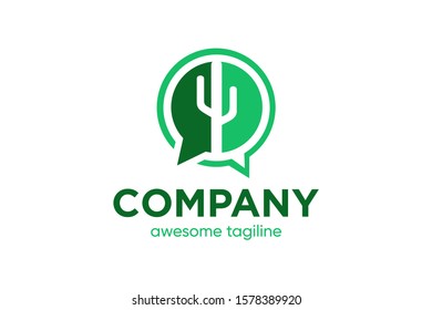 cactus with bubble talk for logo design concept ready to use