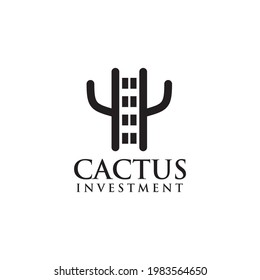 Cactus building logo design vector template