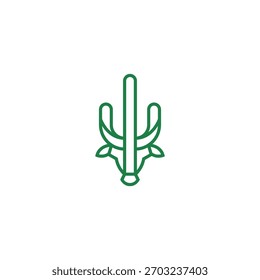 Combinación de diseño de logotipo de cactus y cabeza de toro.