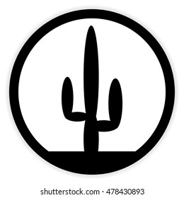 Cactus button on white background. Vector illustration.